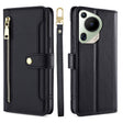 For Huawei Pura 70 Ultra 5G Sheep Texture Cross-body Zipper Wallet Leather Phone Case(Black) - Huawei Cases by PMC Jewellery | Online Shopping South Africa | PMC Jewellery | Buy Now Pay Later Mobicred