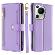 For Huawei Pura 70 Ultra 5G Sheep Texture Cross-body Zipper Wallet Leather Phone Case(Purple)