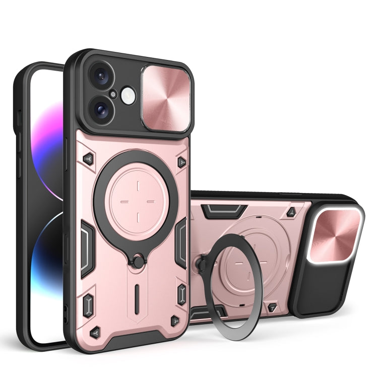 For iPhone 16 Plus CD Texture Sliding Camshield Magnetic Holder Phone Case(Pink) - iPhone 16 Plus Cases by PMC TechLife | Online Shopping South Africa | PMC TechLife | Buy Now Pay Later Mobicred