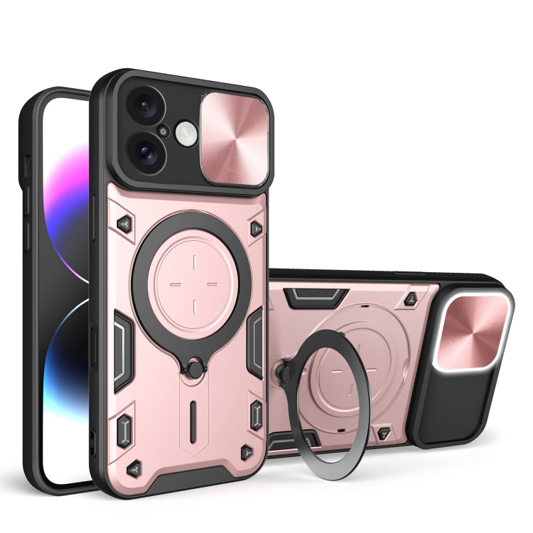 For iPhone 16 CD Texture Sliding Camshield Magnetic Holder Phone Case(Pink) - iPhone 16 Cases by PMC TechLife | Online Shopping South Africa | PMC TechLife | Buy Now Pay Later Mobicred