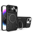 For iPhone 16 CD Texture Sliding Camshield Magnetic Holder Phone Case(Black) - iPhone 16 Cases by PMC TechLife | Online Shopping South Africa | PMC TechLife | Buy Now Pay Later Mobicred