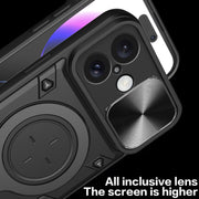 For iPhone 16 CD Texture Sliding Camshield Magnetic Holder Phone Case(Purple)