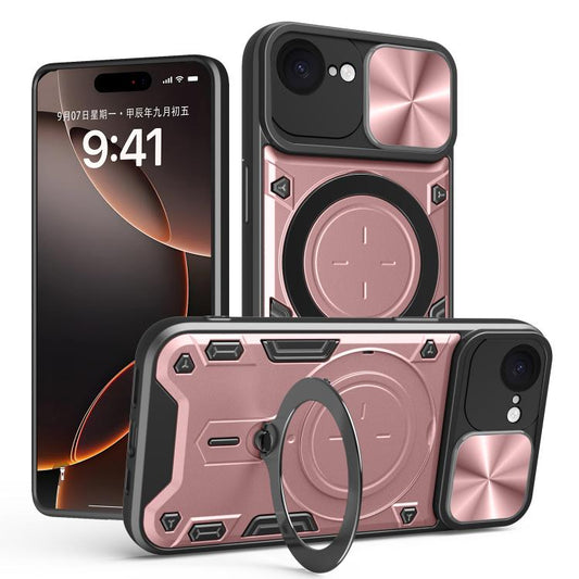 For iPhone 16e CD Texture Sliding Camshield Magnetic Holder Phone Case(Pink) - iPhone 16e Cases by PMC Jewellery | Online Shopping South Africa | PMC Jewellery | Buy Now Pay Later Mobicred