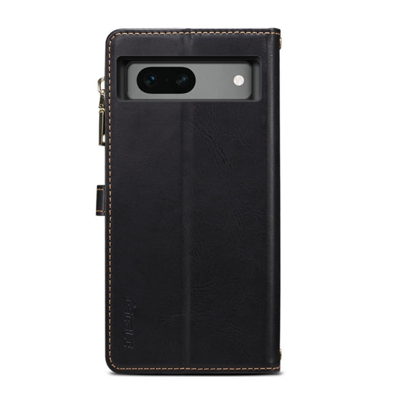 For Google Pixel 7a ESEBLE Star Series Lanyard Zipper Wallet RFID Leather Case(Black)