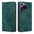 For Huawei Pura 70 Pro / Pro+ RFID Anti-theft Brush Magnetic Leather Phone Case(Green) - Huawei Cases by PMC Jewellery | Online Shopping South Africa | PMC Jewellery | Buy Now Pay Later Mobicred