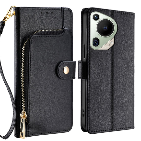 For Huawei Pura 70 Ultra 5G Zipper Bag Leather Phone Case(Black)