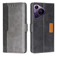 For Huawei Pura 70 Pro / 70 Pro+ 5G Contrast Color Side Buckle Leather Phone Case(Black + Grey) - Huawei Cases by PMC TechLife | Online Shopping South Africa | PMC TechLife | Buy Now Pay Later Mobicred
