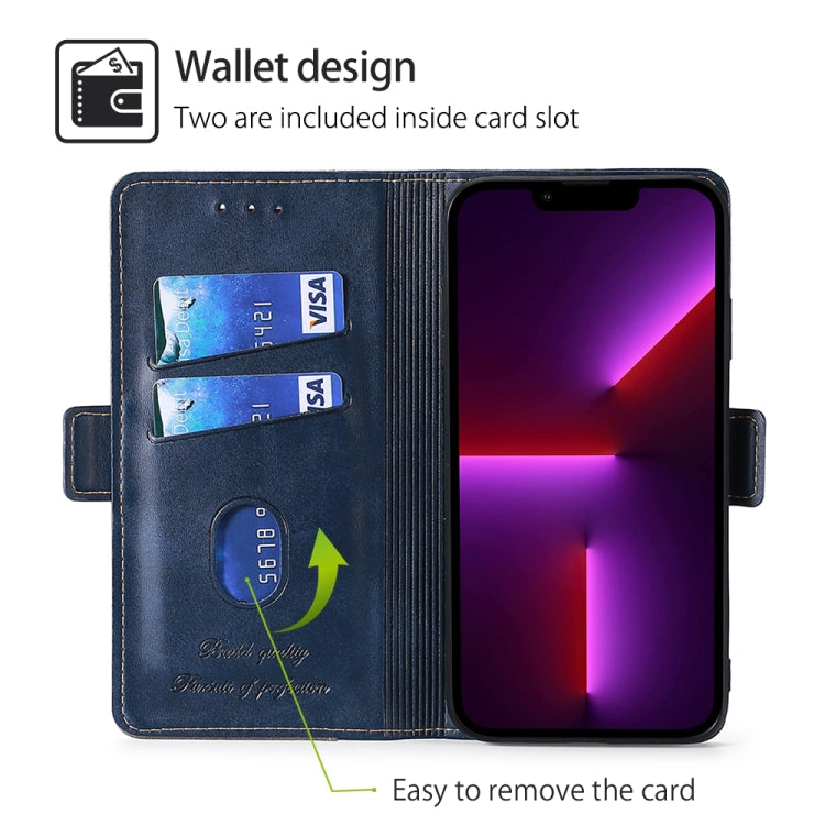 For Huawei Pura 70 Pro / 70 Pro+ 5G Contrast Color Side Buckle Leather Phone Case(Blue + Grey)