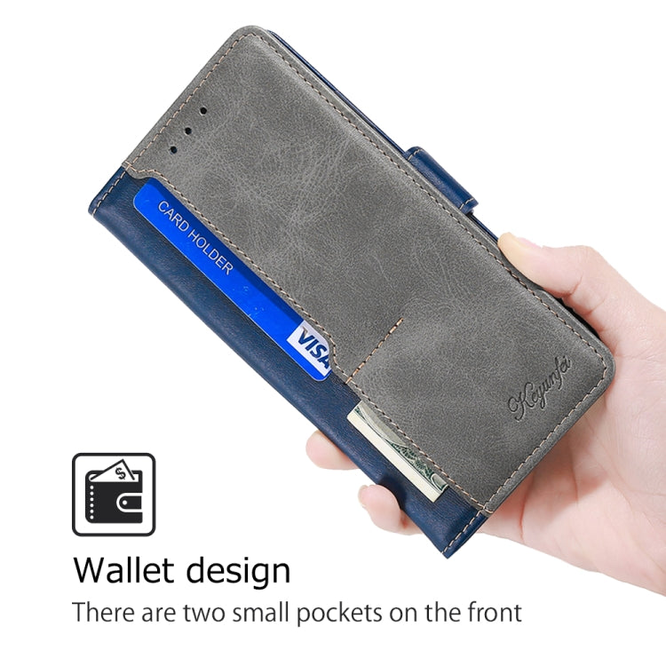 For Huawei Pura 70 Pro / 70 Pro+ 5G Contrast Color Side Buckle Leather Phone Case(Blue + Grey)