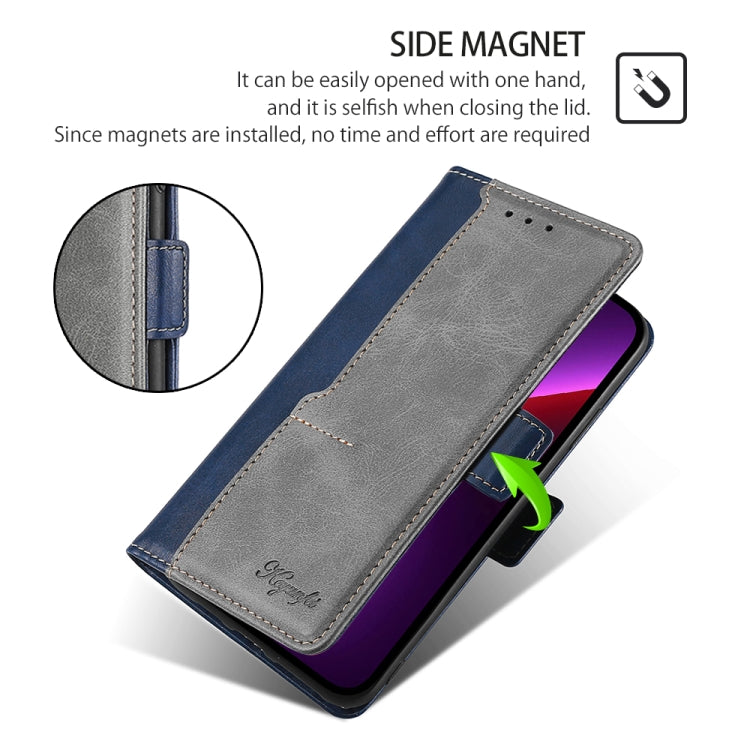 For Huawei Pura 70 Pro / 70 Pro+ 5G Contrast Color Side Buckle Leather Phone Case(Blue + Grey)