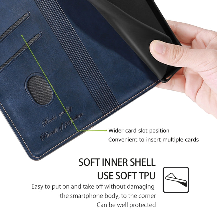For Huawei Pura 70 Pro / 70 Pro+ 5G Contrast Color Side Buckle Leather Phone Case(Blue + Grey)