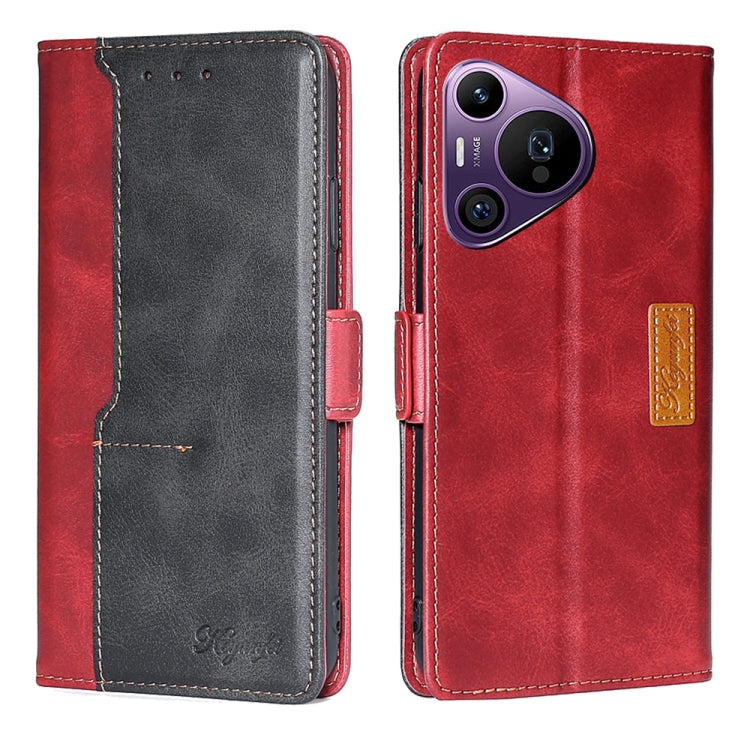 For Huawei Pura 70 Pro / 70 Pro+ 5G Contrast Color Side Buckle Leather Phone Case(Red + Black) - free shipping - PMC Jewellery - Order now!