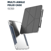 For iPad 10.2 2021 / 2020 / 2019 Mutural Deformation Stand Smart Leather Tablet Case(Dark Blue)