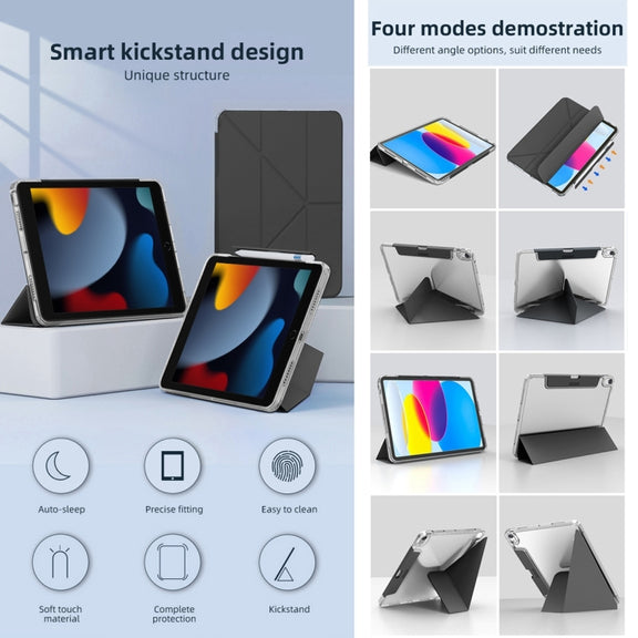 For iPad 10.2 2021 / 2020 / 2019 Mutural Deformation Stand Smart Leather Tablet Case(Dark Blue)