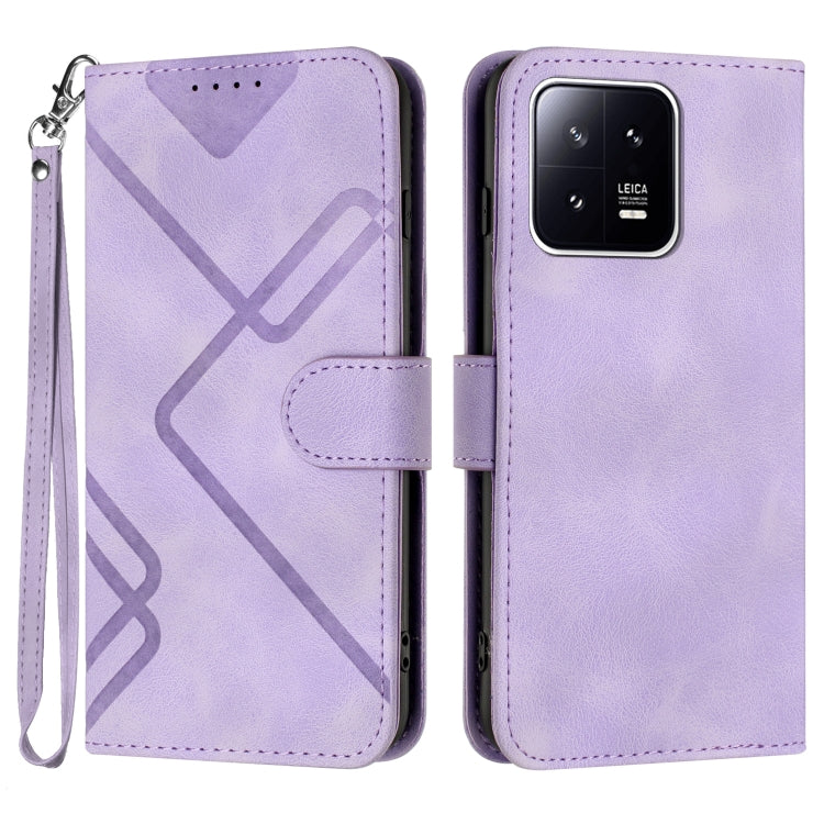 For Xiaomi 13 Pro Line Pattern Skin Feel Leather Phone Case(Light Purple) - 13 Pro Cases by PMC TechLife | Online Shopping South Africa | PMC TechLife | Buy Now Pay Later Mobicred