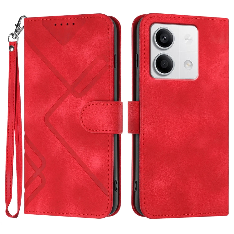 For Xiaomi Redmi Note 13 4G Line Pattern Skin Feel Leather Phone Case(Red) - Note 13 Cases by PMC TechLife | Online Shopping South Africa | PMC TechLife | Buy Now Pay Later Mobicred