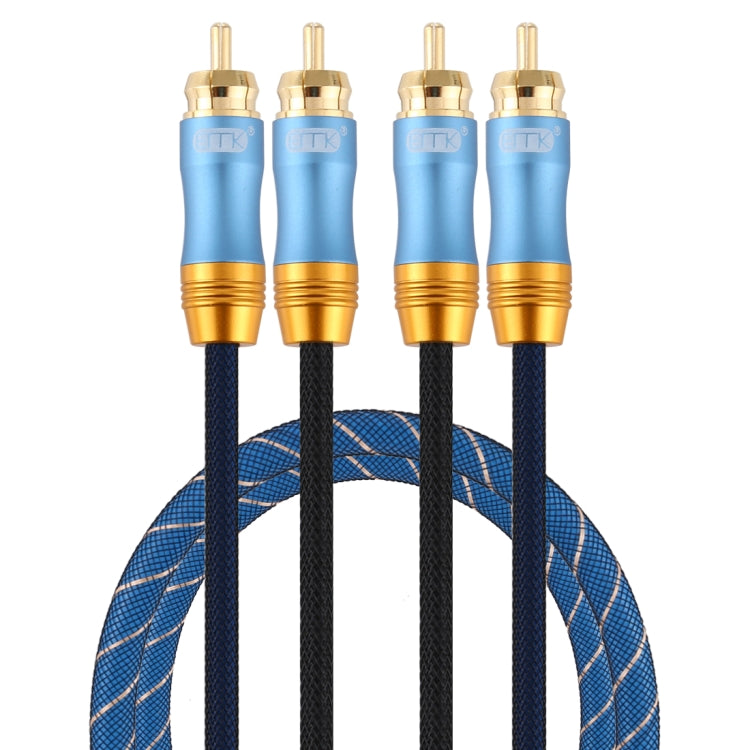 EMK 2 x RCA Male to 2 x RCA Male Gold Plated Connector Nylon Braid Coaxial Audio Cable for TV / Amplifier / Home Theater / DVD, Cable Length:1m(Dark Blue) - free shipping - PMC Jewellery - Order now!