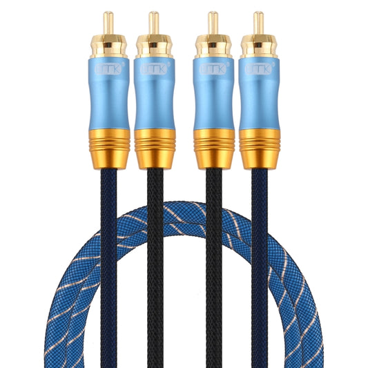 EMK 2 x RCA Male to 2 x RCA Male Gold Plated Connector Nylon Braid Coaxial Audio Cable for TV / Amplifier / Home Theater / DVD, Cable Length:1m(Dark Blue) - free shipping - PMC Jewellery - Order now!