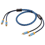 EMK 2 x RCA Male to 2 x RCA Male Gold Plated Connector Nylon Braid Coaxial Audio Cable for TV / Amplifier / Home Theater / DVD, Cable Length:1m(Dark Blue)