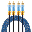 EMK 2 x RCA Male to 2 x RCA Male Gold Plated Connector Nylon Braid Coaxial Audio Cable for TV / Amplifier / Home Theater / DVD, Cable Length:1.5m(Dark Blue) - free shipping - PMC Jewellery - Order now!