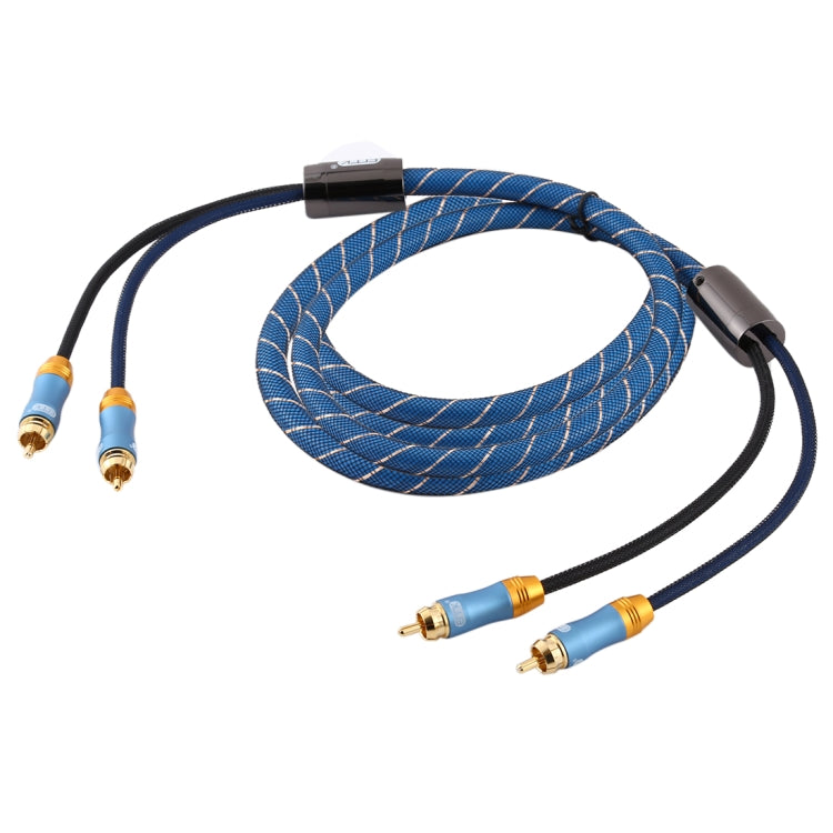 EMK 2 x RCA Male to 2 x RCA Male Gold Plated Connector Nylon Braid Coaxial Audio Cable for TV / Amplifier / Home Theater / DVD, Cable Length:3m(Dark Blue)