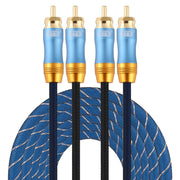 EMK 2 x RCA Male to 2 x RCA Male Gold Plated Connector Nylon Braid Coaxial Audio Cable for TV / Amplifier / Home Theater / DVD, Cable Length:5m(Dark Blue)
