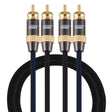 EMK 2 x RCA Male to 2 x RCA Male Gold Plated Connector Nylon Braid Coaxial Audio Cable for TV / Amplifier / Home Theater / DVD, Cable Length:1m(Black) - free shipping - PMC Jewellery - Order now!