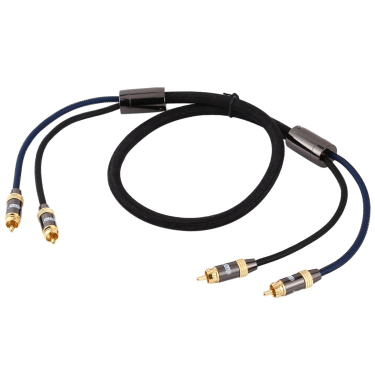 EMK 2 x RCA Male to 2 x RCA Male Gold Plated Connector Nylon Braid Coaxial Audio Cable for TV / Amplifier / Home Theater / DVD, Cable Length:1m(Black)