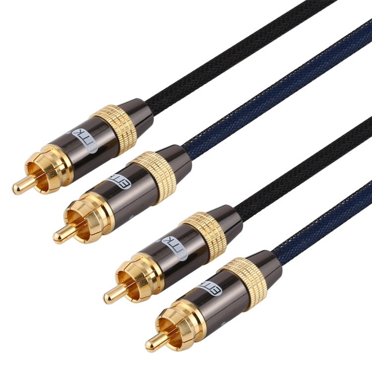 EMK 2 x RCA Male to 2 x RCA Male Gold Plated Connector Nylon Braid Coaxial Audio Cable for TV / Amplifier / Home Theater / DVD, Cable Length:2m(Black) - free shipping - PMC Jewellery - Order now!