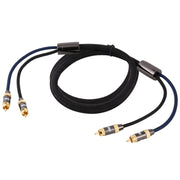 EMK 2 x RCA Male to 2 x RCA Male Gold Plated Connector Nylon Braid Coaxial Audio Cable for TV / Amplifier / Home Theater / DVD, Cable Length:2m(Black)