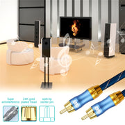 EMK 2 x RCA Male to 2 x RCA Male Gold Plated Connector Nylon Braid Coaxial Audio Cable for TV / Amplifier / Home Theater / DVD, Cable Length:3m(Black)