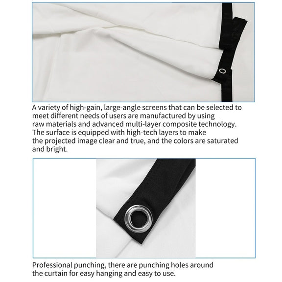 Simple Folding Thin Polyester Projector Film Curtain, Size:200 inch 16:9