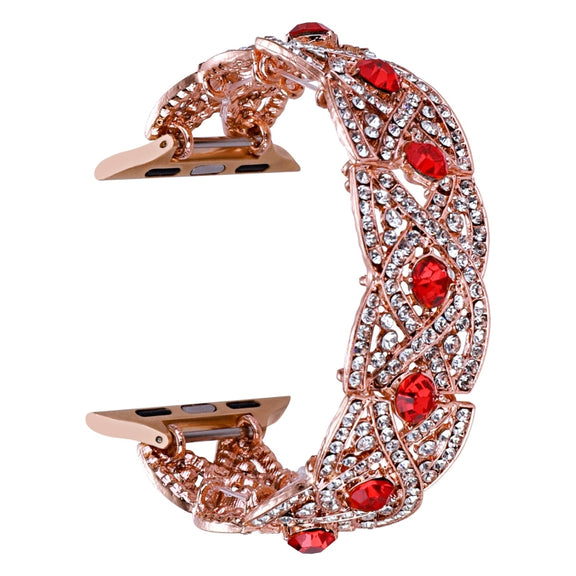 Diamonds Twist Metal Watch Band For Apple Watch SE 2023 40mm(Rose Gold Red)