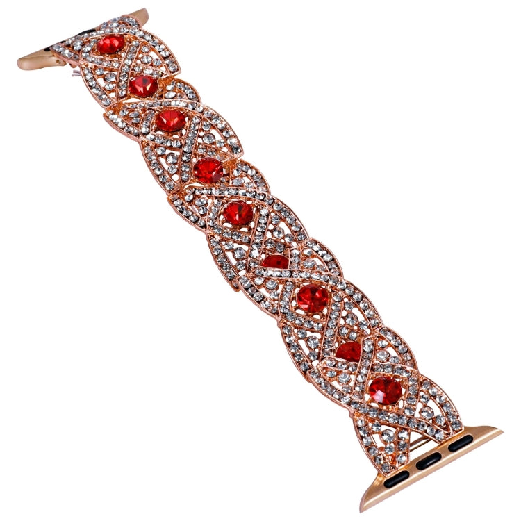 Diamonds Twist Metal Watch Band For Apple Watch Series 10 46mm(Rose Gold Red)