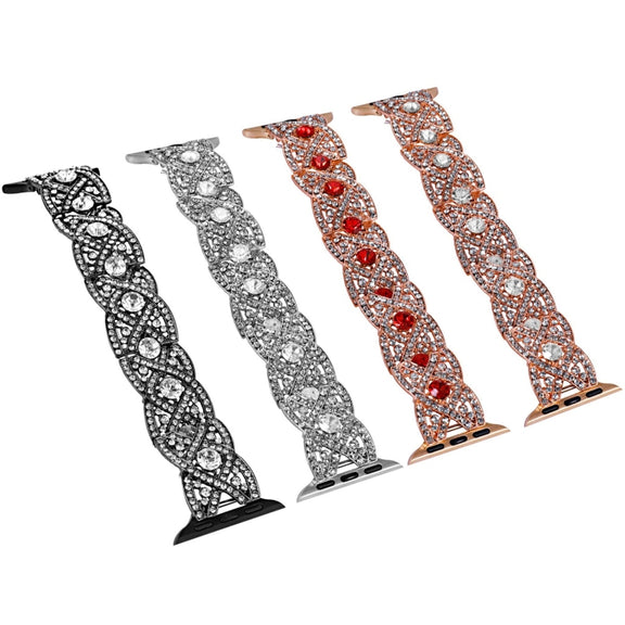 Diamonds Twist Metal Watch Band For Apple Watch Ultra 2 49mm(Rose Gold Red)