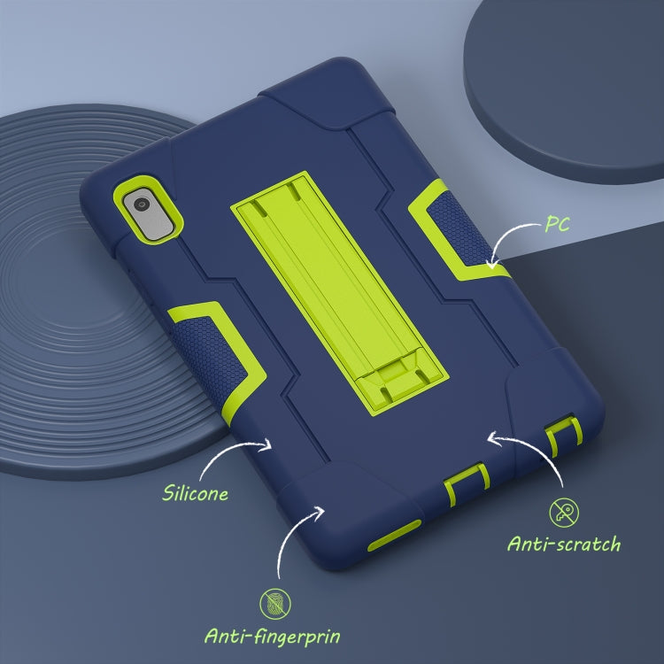 For Lenovo Tab M9 / TB-310FU Contrast Color Silicone Hybrid PC Tablet Case with Holder(Navy Blue Olivine)