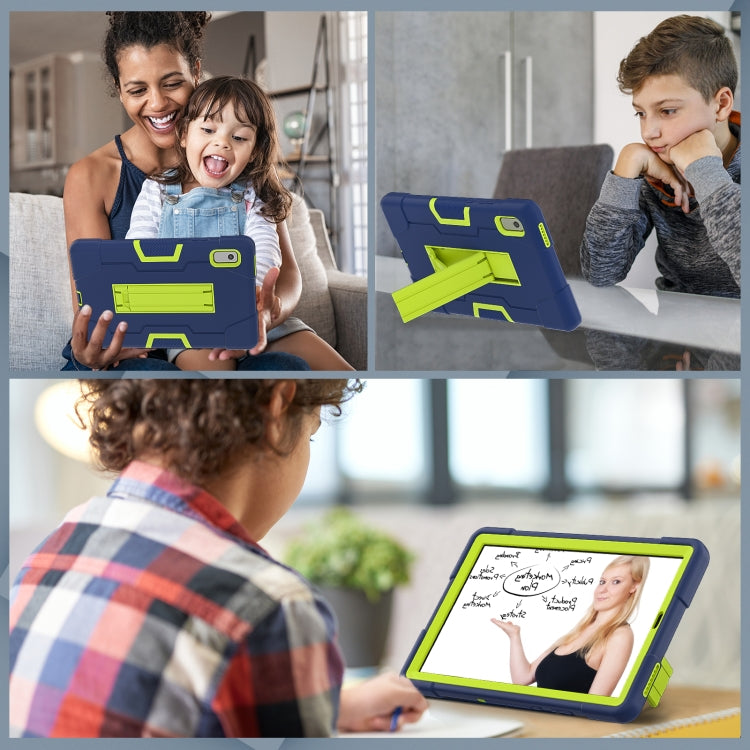 For Lenovo Tab M9 / TB-310FU Contrast Color Silicone Hybrid PC Tablet Case with Holder(Navy Blue Olivine)