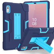 For Lenovo Tab M9 / TB-310FU Contrast Color Silicone Hybrid PC Tablet Case with Holder(Navy Blue)