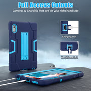 For Lenovo Tab M9 / TB-310FU Contrast Color Silicone Hybrid PC Tablet Case with Holder(Navy Blue)