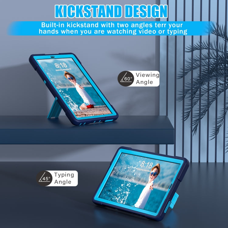 For Lenovo Tab M9 / TB-310FU Contrast Color Silicone Hybrid PC Tablet Case with Holder(Navy Blue) - Lenovo by PMC TechLife | Online Shopping South Africa | PMC TechLife | Buy Now Pay Later Mobicred