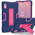 For Lenovo Tab M9 / TB-310FU Contrast Color Silicone Hybrid PC Tablet Case with Holder(Navy Blue Rose Red) - Lenovo by PMC TechLife | Online Shopping South Africa | PMC TechLife | Buy Now Pay Later Mobicred