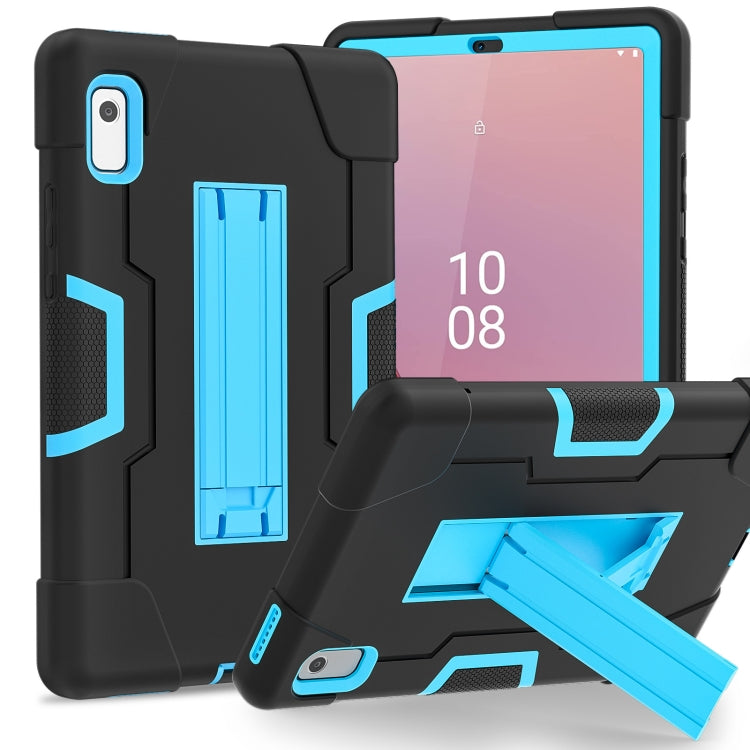 For Lenovo Tab M9 / TB-310FU Contrast Color Silicone Hybrid PC Tablet Case with Holder(Black Blue) - Lenovo by PMC TechLife | Online Shopping South Africa | PMC TechLife | Buy Now Pay Later Mobicred