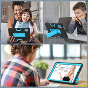 For Lenovo Tab M9 / TB-310FU Contrast Color Silicone Hybrid PC Tablet Case with Holder(Black Blue)