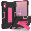 For Lenovo Tab M9 / TB-310FU Contrast Color Silicone Hybrid PC Tablet Case with Holder(Black Rose Red) - Lenovo by PMC TechLife | Online Shopping South Africa | PMC TechLife | Buy Now Pay Later Mobicred