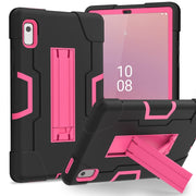 For Lenovo Tab M9 / TB-310FU Contrast Color Silicone Hybrid PC Tablet Case with Holder(Black Rose Red)