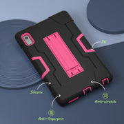 For Lenovo Tab M9 / TB-310FU Contrast Color Silicone Hybrid PC Tablet Case with Holder(Black Rose Red)