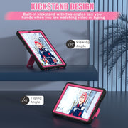 For Lenovo Tab M9 / TB-310FU Contrast Color Silicone Hybrid PC Tablet Case with Holder(Black Rose Red)