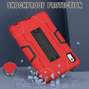For Lenovo Tab M9 / TB-310FU Contrast Color Silicone Hybrid PC Tablet Case with Holder(Red Black)