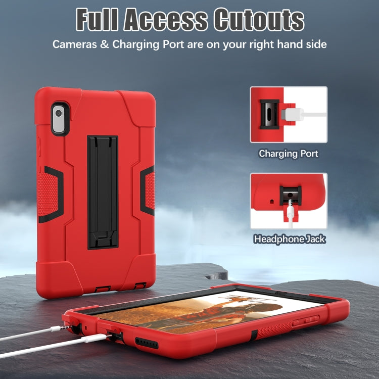 For Lenovo Tab M9 / TB-310FU Contrast Color Silicone Hybrid PC Tablet Case with Holder(Red Black) - Lenovo by PMC TechLife | Online Shopping South Africa | PMC TechLife | Buy Now Pay Later Mobicred