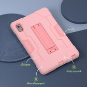 For Lenovo Tab M9 / TB-310FU Contrast Color Silicone Hybrid PC Tablet Case with Holder(Rose Gold)